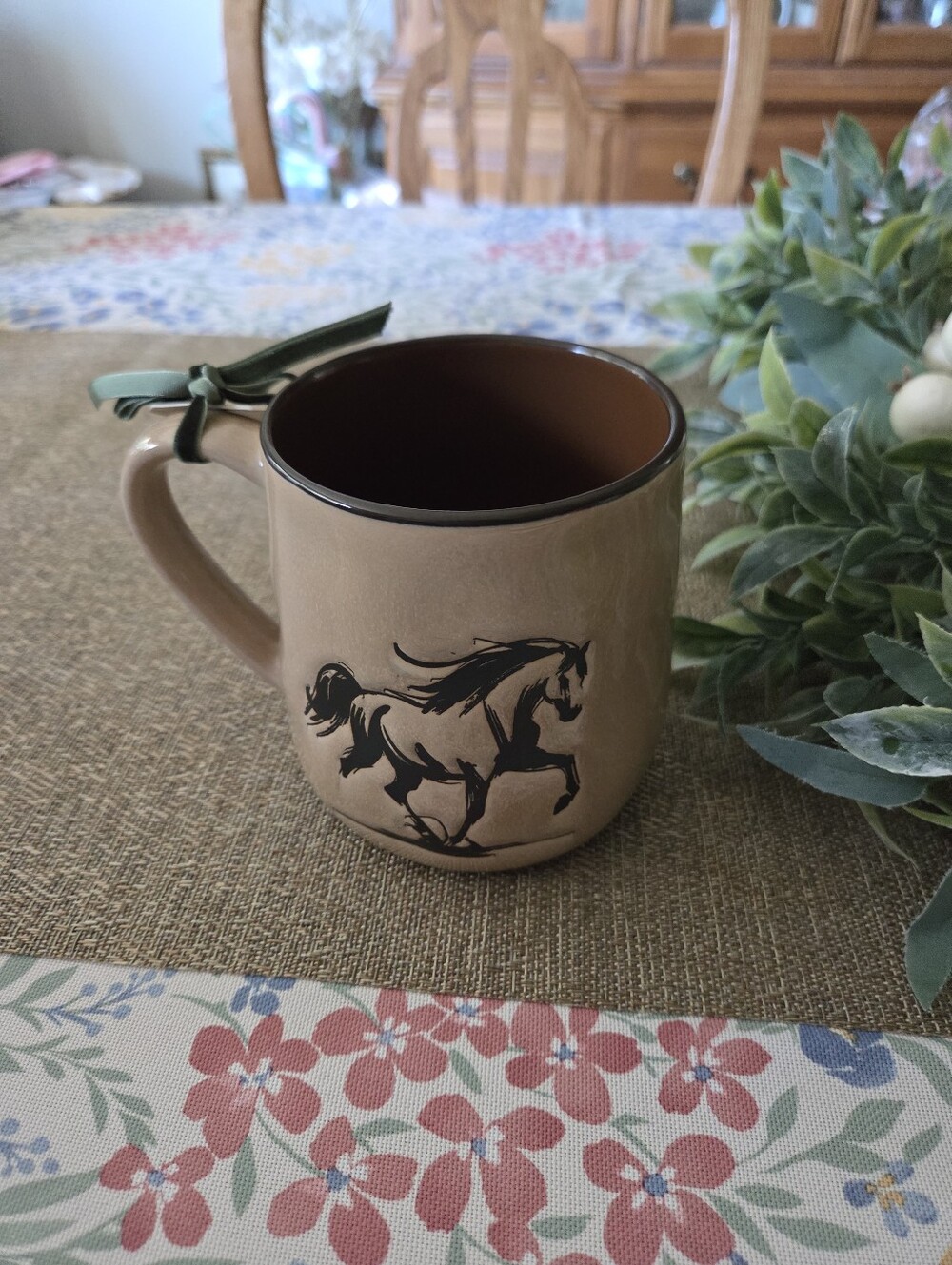 Brown Horse-Print Ceramic Coffee Mug